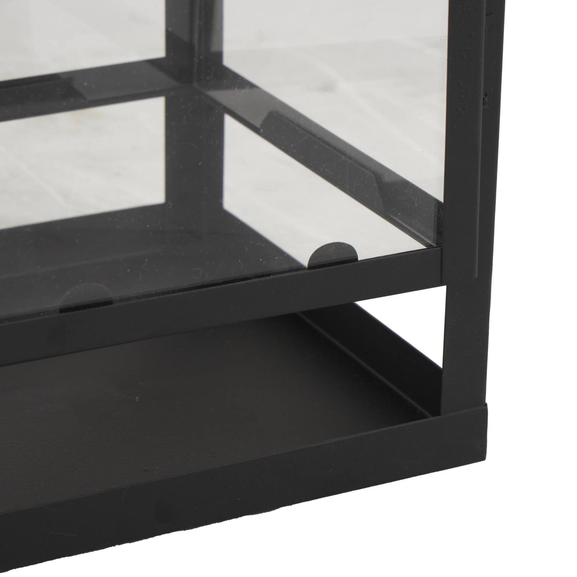 Black Minimalist Candle Lantern with Ring Handles Set